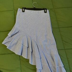 Striped Blue Asymmetrical Skirt